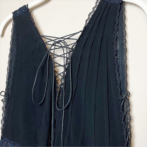 For Love & Lemons NWT Lola Rose Sleeveless Mini Dress black navy lace-up boho - Picture 4 of 16